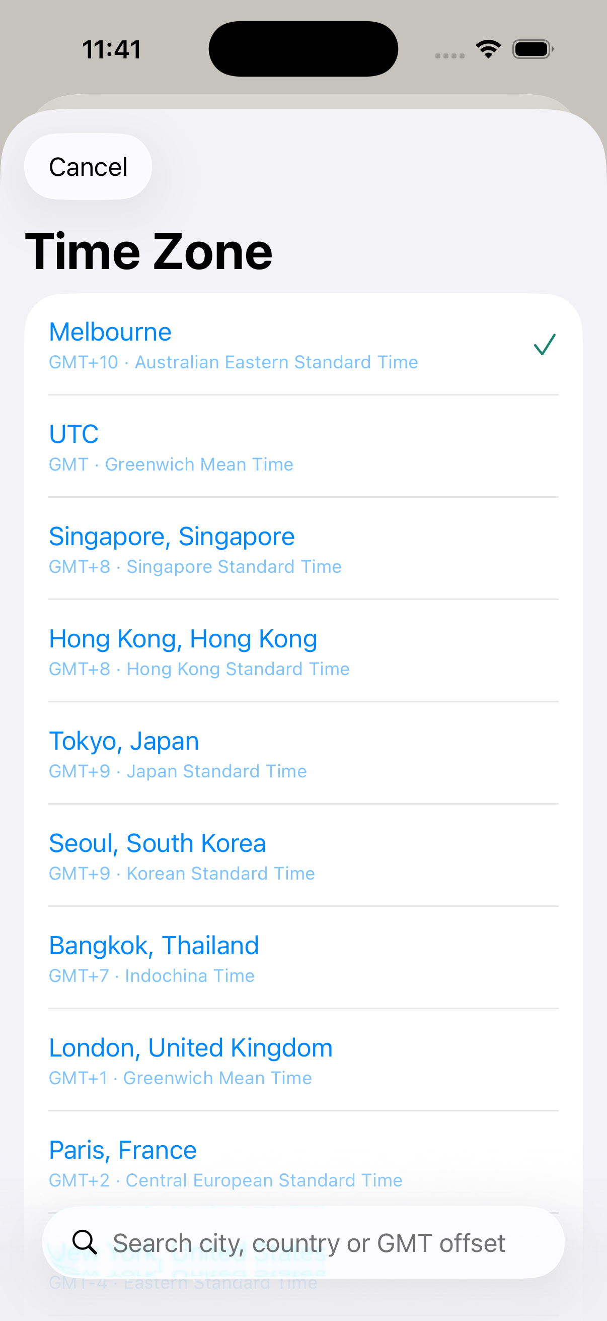Choose the event's time zone