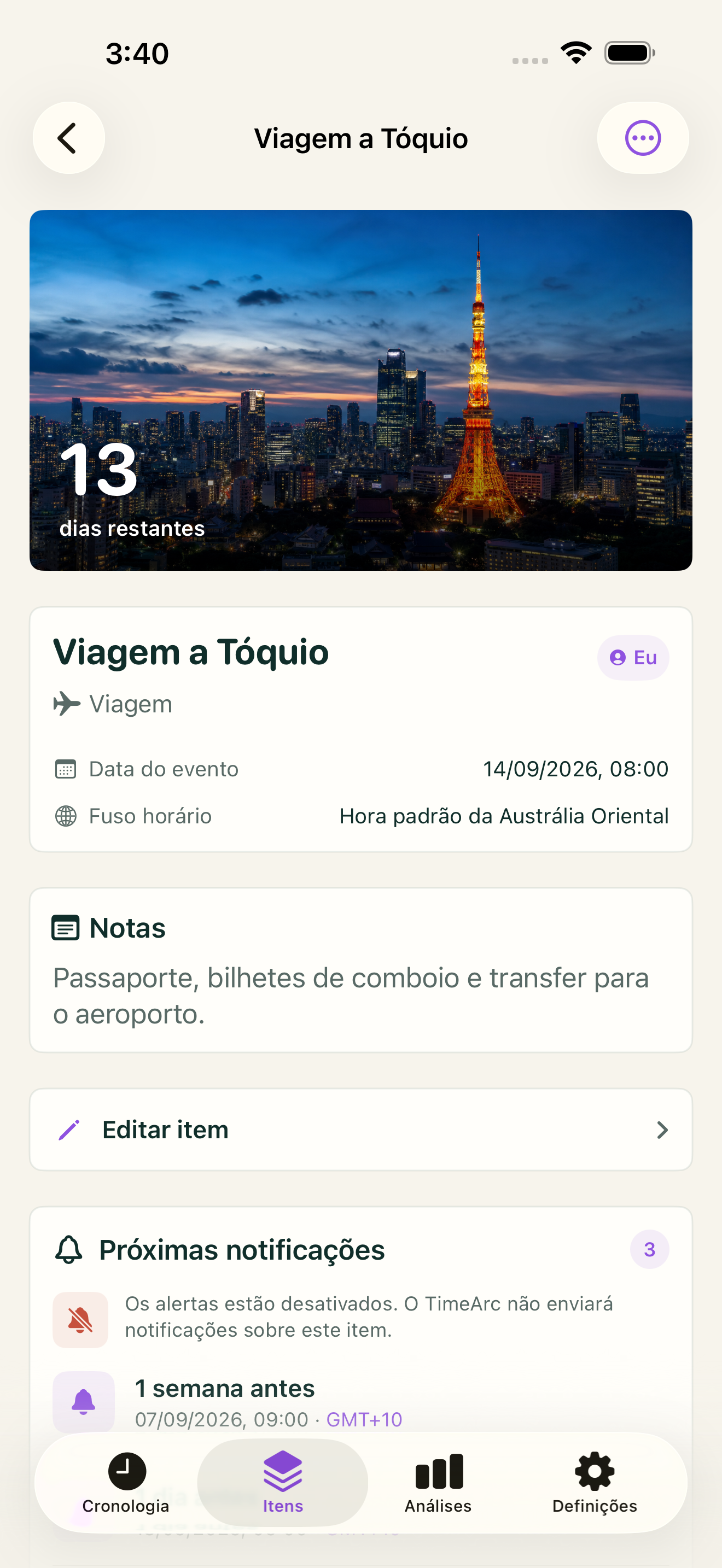 Fotografias, cores e notas