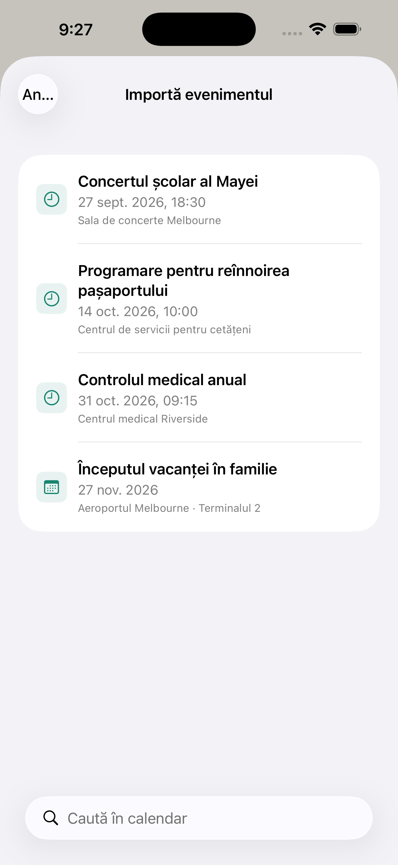 Din calendar direct în numărătoarea inversă