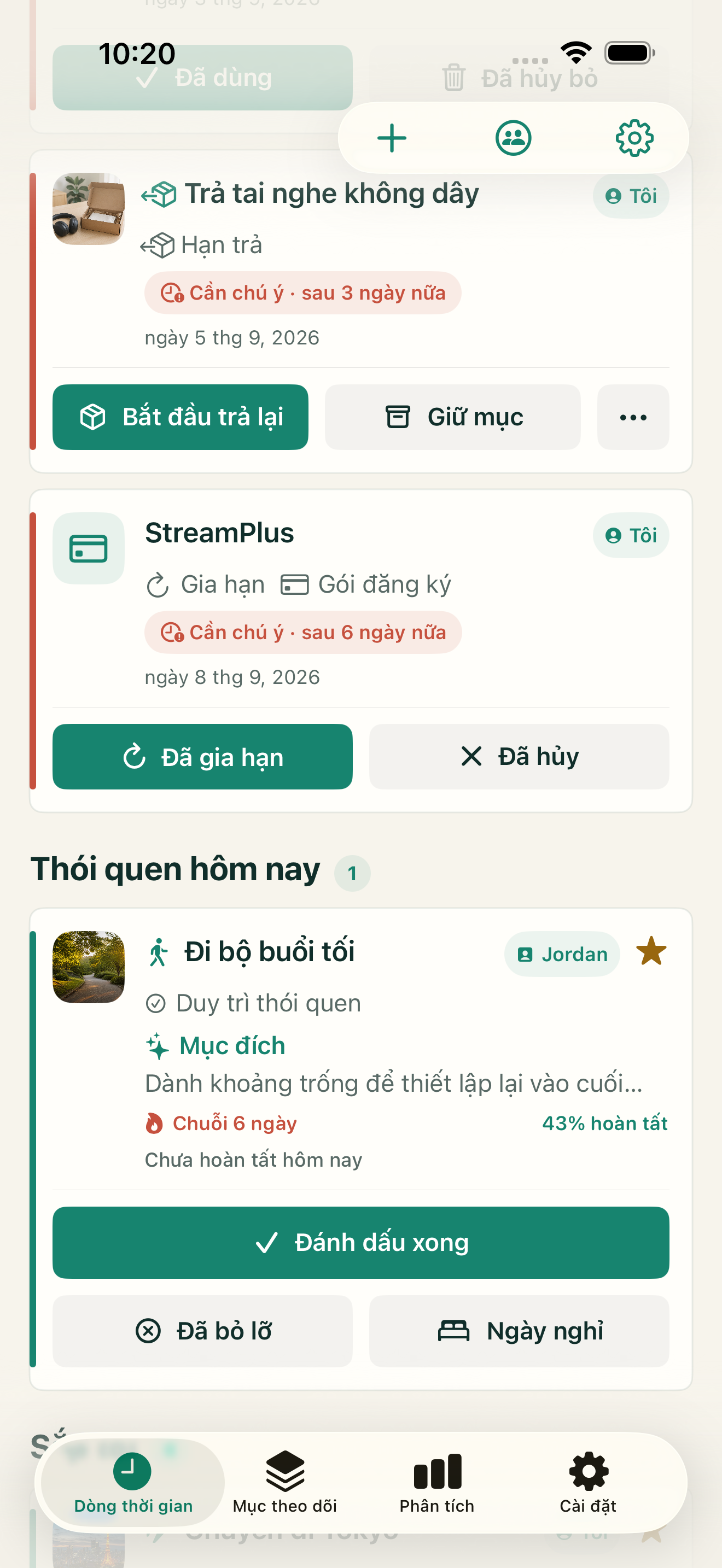 Ghi lại thói quen theo nhịp sống của bạn